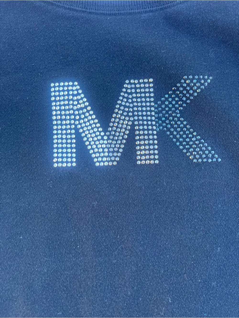 Michael Kors Black Womens ' MK Crystal Logo Pullover Sweatshirt
